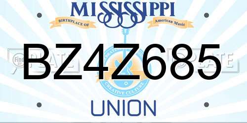 BZ4Z685 Mississippi License Plate