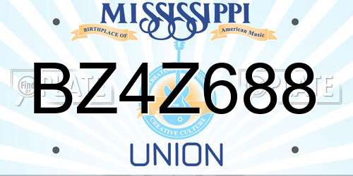 BZ4Z688 Mississippi License Plate