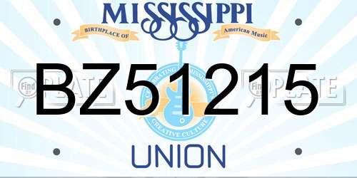 BZ51215 Mississippi License Plate