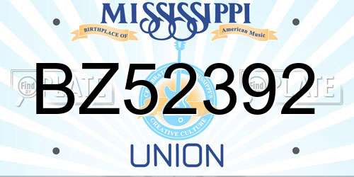 BZ52392 Mississippi License Plate