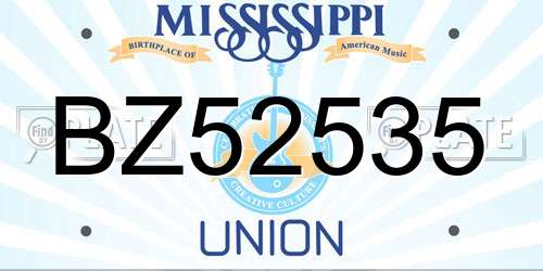BZ52535 Mississippi License Plate