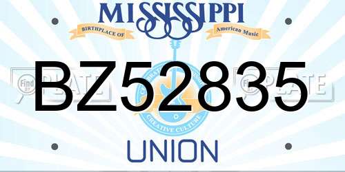 BZ52835 Mississippi License Plate