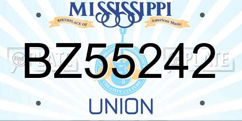 BZ55242 Mississippi License Plate