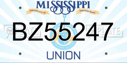 BZ55247 Mississippi License Plate