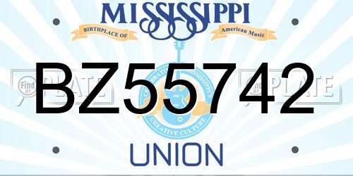 BZ55742 Mississippi License Plate