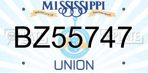 BZ55747 Mississippi License Plate