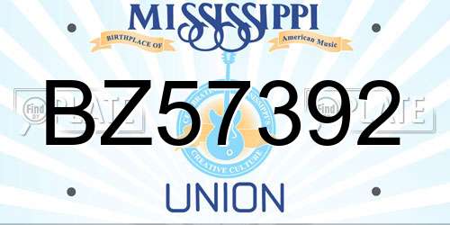 BZ57392 Mississippi License Plate