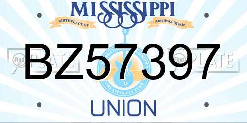 BZ57397 Mississippi License Plate