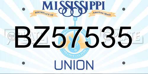 BZ57535 Mississippi License Plate