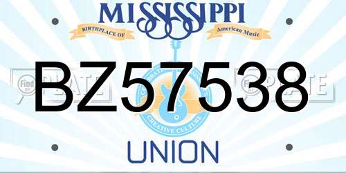 BZ57538 Mississippi License Plate