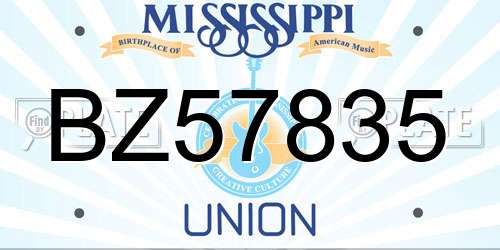 BZ57835 Mississippi License Plate