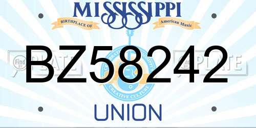 BZ58242 Mississippi License Plate