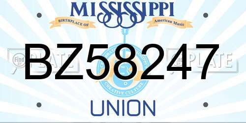 BZ58247 Mississippi License Plate