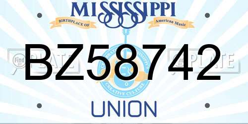 BZ58742 Mississippi License Plate
