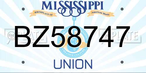 BZ58747 Mississippi License Plate