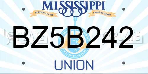 BZ5B242 Mississippi License Plate
