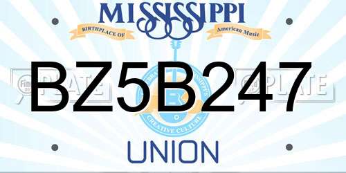 BZ5B247 Mississippi License Plate