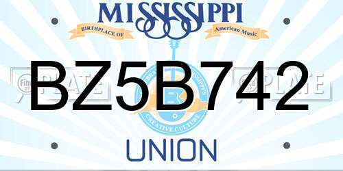 BZ5B742 Mississippi License Plate