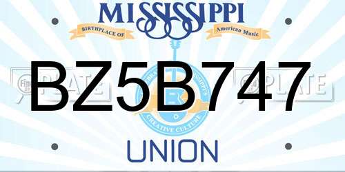 BZ5B747 Mississippi License Plate