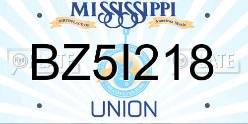 BZ5I218 Mississippi License Plate