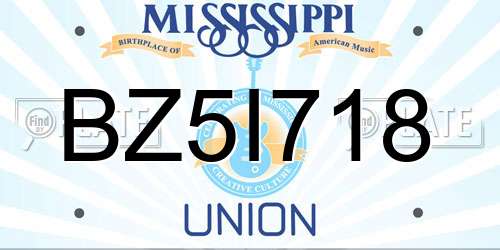 BZ5I718 Mississippi License Plate