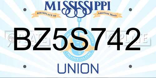 BZ5S742 Mississippi License Plate