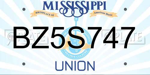 BZ5S747 Mississippi License Plate