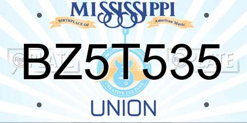 BZ5T535 Mississippi License Plate