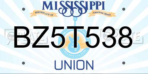 BZ5T538 Mississippi License Plate
