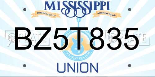 BZ5T835 Mississippi License Plate
