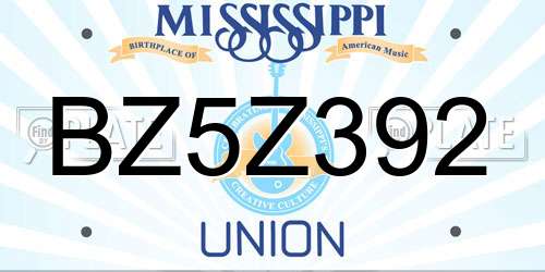 BZ5Z392 Mississippi License Plate