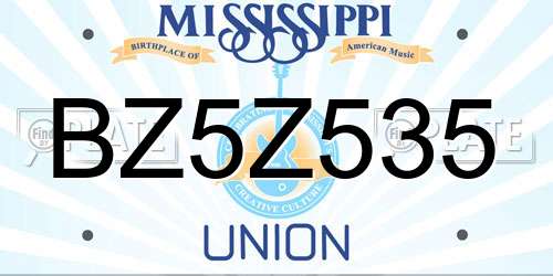 BZ5Z535 Mississippi License Plate