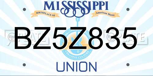 BZ5Z835 Mississippi License Plate