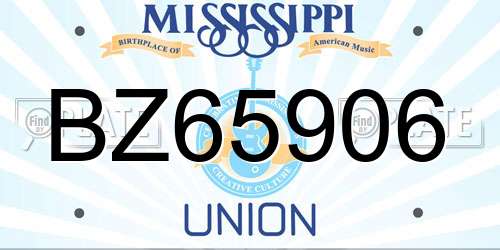 BZ65906 Mississippi License Plate