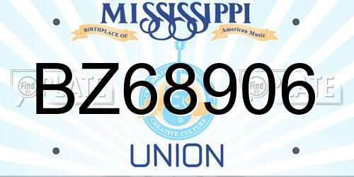 BZ68906 Mississippi License Plate