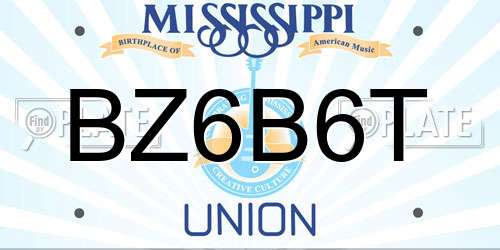 BZ6B6T Mississippi License Plate