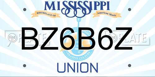 BZ6B6Z Mississippi License Plate