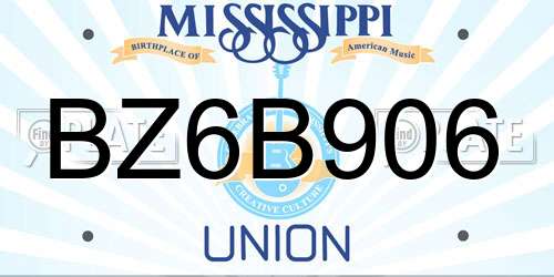 BZ6B906 Mississippi License Plate