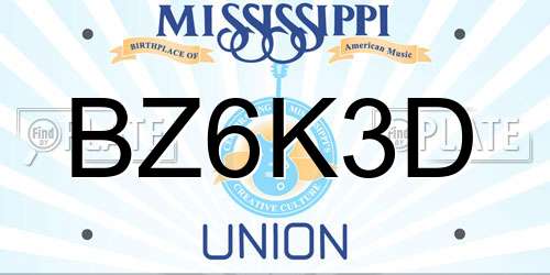 BZ6K3D Mississippi License Plate