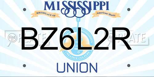 BZ6L2R Mississippi License Plate