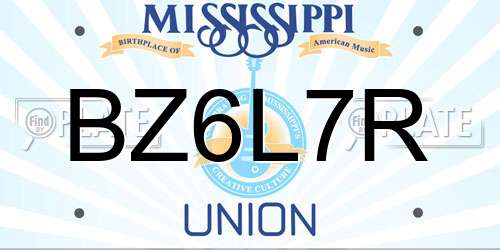 BZ6L7R Mississippi License Plate