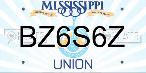 BZ6S6Z Mississippi License Plate