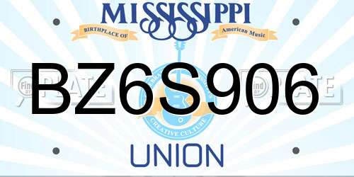 BZ6S906 Mississippi License Plate