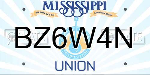 BZ6W4N Mississippi License Plate
