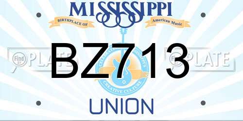BZ713 Mississippi License Plate