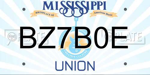 BZ7B0E Mississippi License Plate