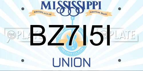 BZ7I5I Mississippi License Plate