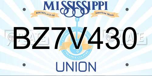 BZ7V430 Mississippi License Plate