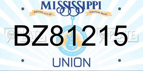 BZ81215 Mississippi License Plate