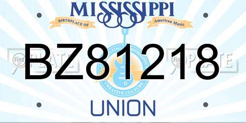 BZ81218 Mississippi License Plate